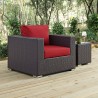 Modway Convene Outdoor Patio Armchair in Espresso Red - Lifestyle