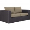 Modway Convene Outdoor Patio Loveseat in Espresso Mocha - Front Side Angle