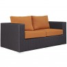 Modway Convene Outdoor Patio Loveseat in Espresso Orange - Front Side Angle