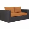 Modway Convene Outdoor Patio Loveseat in Espresso Orange - Front Side Angle - Modway Convene Outdoor Patio Loveseat in Espresso Orange - Front Side Angle