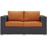 Modway Convene Outdoor Patio Loveseat in Espresso Orange - Front Angle