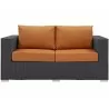 Modway Convene Outdoor Patio Loveseat in Espresso Orange - Front Angle - Modway Convene Outdoor Patio Loveseat in Espresso Orange - Front Angle