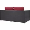 Modway Convene Outdoor Patio Loveseat in Espresso Red - Back Side Angle - Modway Convene Outdoor Patio Loveseat in Espresso Red - Back Side Angle