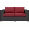 Modway Convene Outdoor Patio Loveseat in Espresso Red - Front Angle - Modway Convene Outdoor Patio Loveseat in Espresso Red - Front Angle