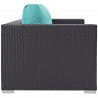 Modway Convene Outdoor Patio Loveseat in Espresso Turquoise - Side Angle