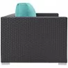 Modway Convene Outdoor Patio Loveseat in Espresso Turquoise - Side Angle - Modway Convene Outdoor Patio Loveseat in Espresso Turquoise - Side Angle