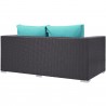 Modway Convene Outdoor Patio Loveseat in Espresso Turquoise - Back Side Angle