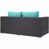 Modway Convene Outdoor Patio Loveseat in Espresso Turquoise - Back Side Angle - Modway Convene Outdoor Patio Loveseat in Espresso Turquoise - Back Side Angle