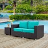 Modway Convene Outdoor Patio Loveseat in Espresso Turquoise - Lifestyle