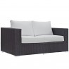 Modway Convene Outdoor Patio Loveseat in Espresso White - Front Side Angle