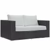Modway Convene Outdoor Patio Loveseat in Espresso White - Front Side Angle - Modway Convene Outdoor Patio Loveseat in Espresso White - Front Side Angle