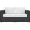 Modway Convene Outdoor Patio Loveseat in Espresso White - Front Angle - Modway Convene Outdoor Patio Loveseat in Espresso White - Front Angle