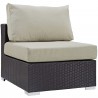 Modway Convene Outdoor Patio Armless in Espresso Beige - Front Side Angle