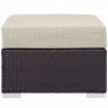Modway Convene Outdoor Patio Fabric Square Ottoman in Espresso Beige - Front Angle