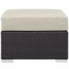 Modway Convene Outdoor Patio Fabric Square Ottoman in Espresso Beige - Front Angle - Modway Convene Outdoor Patio Fabric Square Ottoman in Espresso Beige - Front Angle