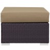 Modway Convene Outdoor Patio Fabric Square Ottoman in Espresso Mocha - Front Angle