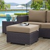 Modway Convene Outdoor Patio Fabric Square Ottoman in Espresso Mocha - Lifestyle