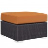 Modway Convene Outdoor Patio Fabric Square Ottoman in Espresso Orange - Front Side Angle