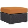 Modway Convene Outdoor Patio Fabric Square Ottoman in Espresso Orange - Front Side Angle - Modway Convene Outdoor Patio Fabric Square Ottoman in Espresso Orange - Front Side Angle
