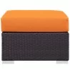 Modway Convene Outdoor Patio Fabric Square Ottoman in Espresso Orange - Front Angle - Modway Convene Outdoor Patio Fabric Square Ottoman in Espresso Orange - Front Angle