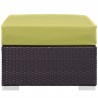 Modway Convene Outdoor Patio Fabric Square Ottoman in Espresso Peridot - Front Angle