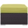 Modway Convene Outdoor Patio Fabric Square Ottoman in Espresso Peridot - Front Angle - Modway Convene Outdoor Patio Fabric Square Ottoman in Espresso Peridot - Front Angle