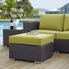 Modway Convene Outdoor Patio Fabric Square Ottoman in Espresso Peridot - Lifestyle