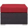 Modway Convene Outdoor Patio Fabric Square Ottoman in Espresso Red - Front Angle