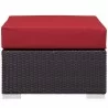 Modway Convene Outdoor Patio Fabric Square Ottoman in Espresso Red - Front Angle - Modway Convene Outdoor Patio Fabric Square Ottoman in Espresso Red - Front Angle