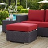 Modway Convene Outdoor Patio Fabric Square Ottoman in Espresso Red - Lifestyle