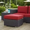 Modway Convene Outdoor Patio Fabric Square Ottoman in Espresso Red - Lifestyle - Modway Convene Outdoor Patio Fabric Square Ottoman in Espresso Red - Lifestyle