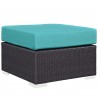 Modway Convene Outdoor Patio Fabric Square Ottoman in Espresso Turquoise - Front Side Angle