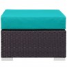 Modway Convene Outdoor Patio Fabric Square Ottoman in Espresso Turquoise - Front Angle