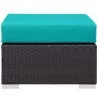 Modway Convene Outdoor Patio Fabric Square Ottoman in Espresso Turquoise - Front Angle - Modway Convene Outdoor Patio Fabric Square Ottoman in Espresso Turquoise - Front Angle