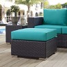 Modway Convene Outdoor Patio Fabric Square Ottoman in Espresso Turquoise - Lifestyle