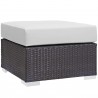 Modway Convene Outdoor Patio Fabric Square Ottoman in Espresso White - Front Side Angle