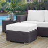 Modway Convene Outdoor Patio Fabric Square Ottoman in Espresso White - Lifestyle