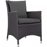 Modway Convene Dining Outdoor Patio Armchair in Espresso Charcoal - Front Side Angle