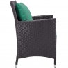 Modway Convene Dining Outdoor Patio Armchair in Espresso Green - Side Angle