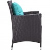 Modway Convene Dining Outdoor Patio Armchair in Espresso Turquoise - Side Angle