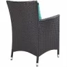 Modway Convene Dining Outdoor Patio Armchair in Espresso Turquoise - Back Side Angle - Modway Convene Dining Outdoor Patio Armchair in Espresso Turquoise - Back Side Angle