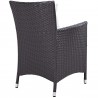Modway Convene Dining Outdoor Patio Armchair in Espresso White - Back Side Angle