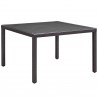 Modway Convene 47" Square Outdoor Patio Glass Top Dining Table - Espresso - Front Side Angle