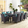 Modway Convene Outdoor Patio Dining Table - Espresso in 82" - Lifestyle