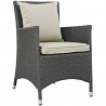 Modway Sojourn Dining Outdoor Patio Sunbrella® Armchair in Canvas Beige - Front Side Angle