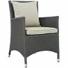 Modway Sojourn Dining Outdoor Patio Sunbrella® Armchair in Canvas Beige - Front Side Angle - Modway Sojourn Dining Outdoor Patio Sunbrella® Armchair in Canvas Beige - Front Side Angle