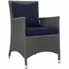 Modway Sojourn Dining Outdoor Patio Sunbrella® Armchair in Canvas  Navy - Front Side Angle - Modway Sojourn Dining Outdoor Patio Sunbrella® Armchair in Canvas  Navy - Front Side Angle