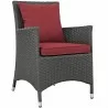 Modway Sojourn Dining Outdoor Patio Sunbrella® Armchair in Canvas Red - Front Side Angle - Modway Sojourn Dining Outdoor Patio Sunbrella® Armchair in Canvas Red - Front Side Angle