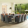 Modway Sojourn Outdoor Patio Dining Table - Chocolate in 90" - Lifestyle