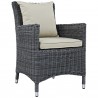 Modway Summon Dining Outdoor Patio Sunbrella® Armchair in Antique Canvas Beige  - Front Side Angle